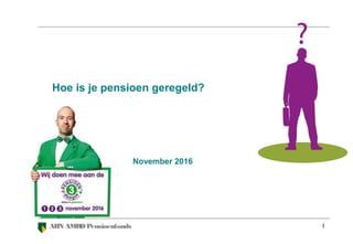 ABN AMROPensioenfonds 1
November 2016
Hoe is je pensioen geregeld?
 