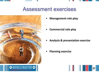 Management role play Commercial role play Analysis & presentation exercise Planning exercise Assessment exercises 