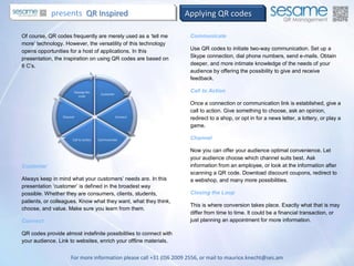 Presentatie Application Of Qr Codes | PPTX