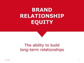 BRAND
RELATIONSHIP
EQUITY
The ability to build
long-term relationships
12-6-2014 1
 
