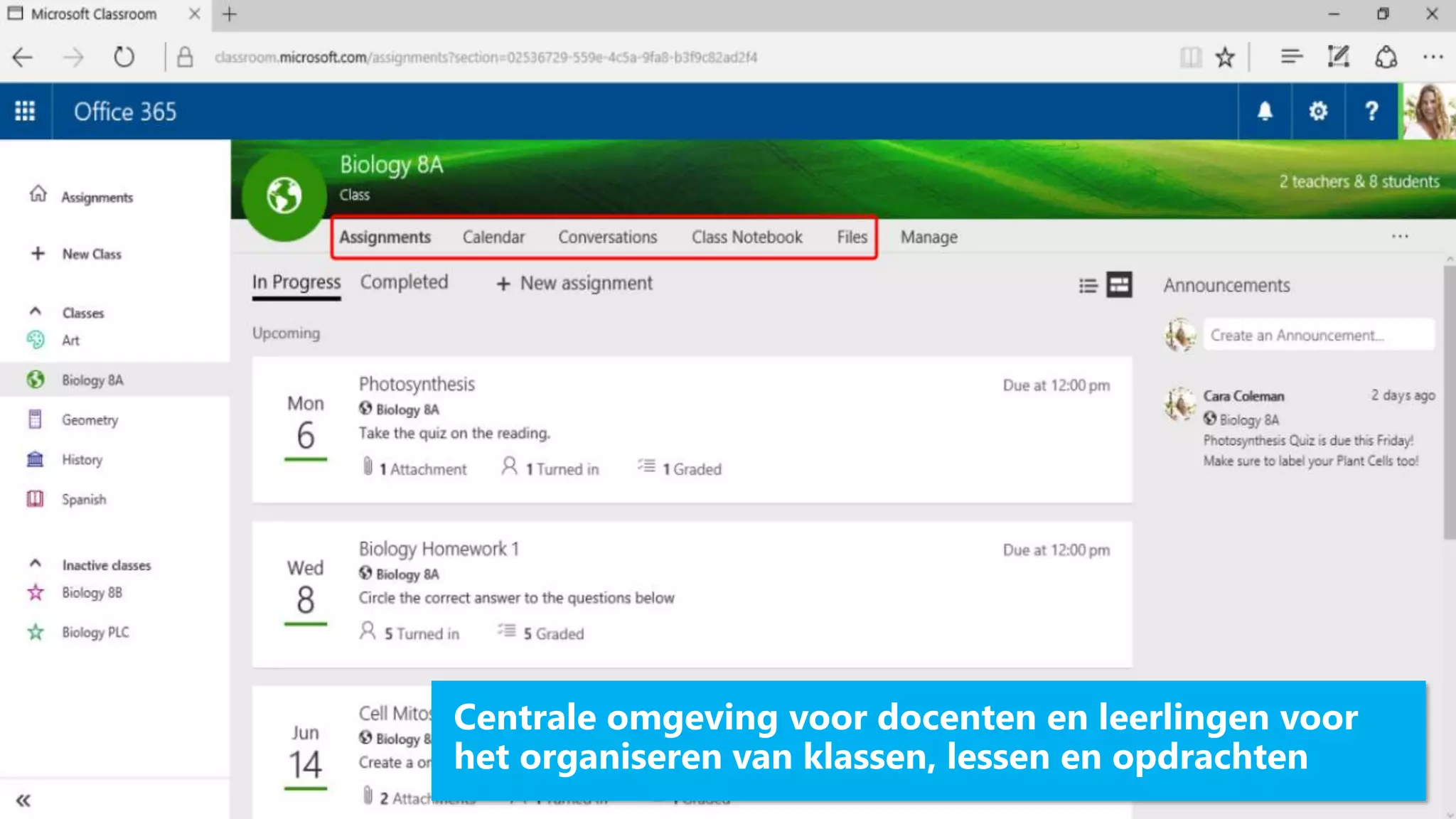 • Office 365
Centrale omgeving voor docenten en leerlingen voor
het organiseren van klassen, lessen en opdrachten
 