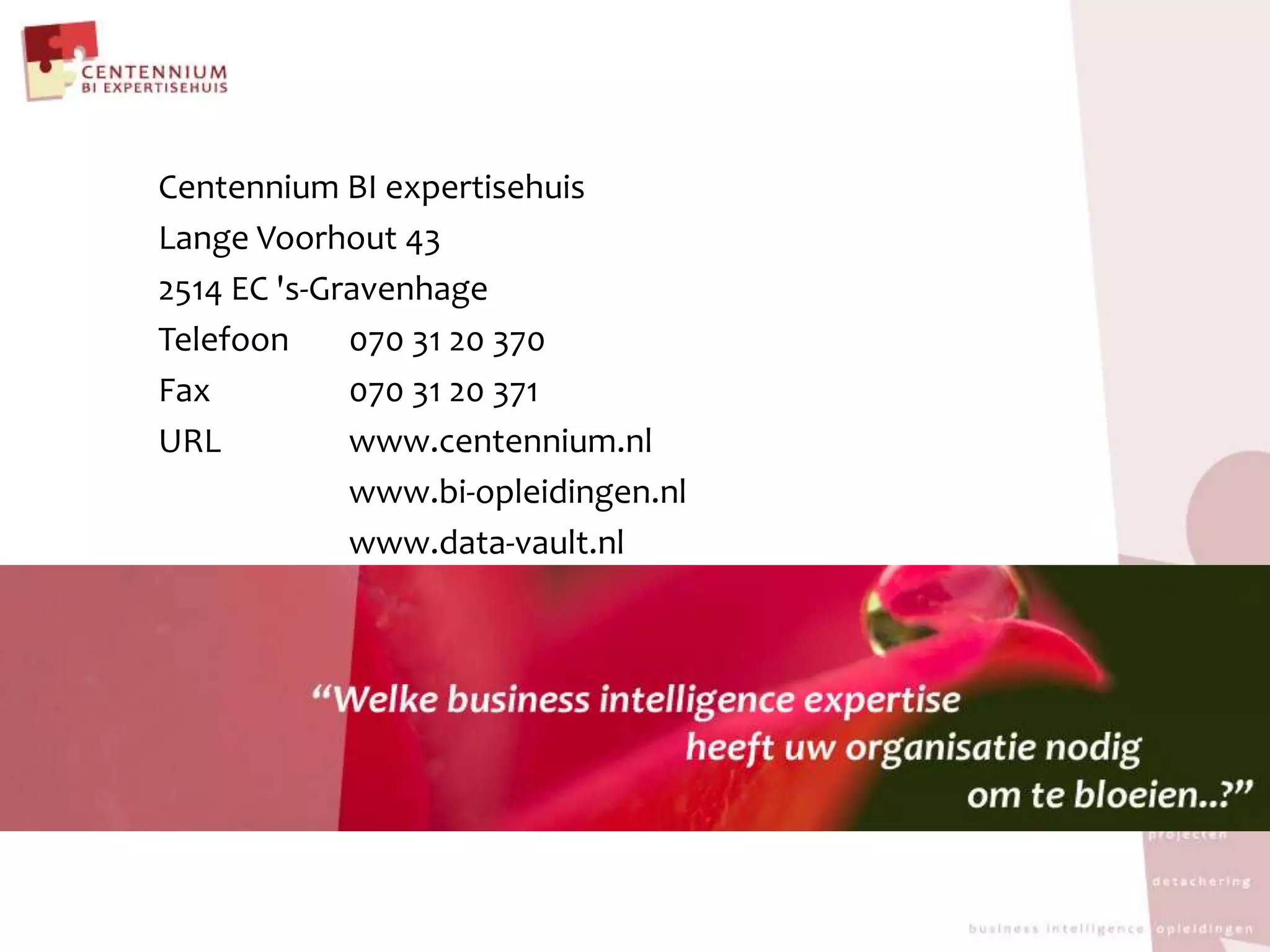 45+ business intelligence consultantsCore values:Human Capital