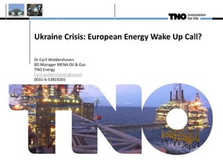 Ukraine Crisis: European Energy Wake Up Call?
Dr Cyril Widdershoven
BD Manager MENA Oil & Gas
TNO Energy
Cyril.widdershoven@tno.nl
0031-6-53819265
 