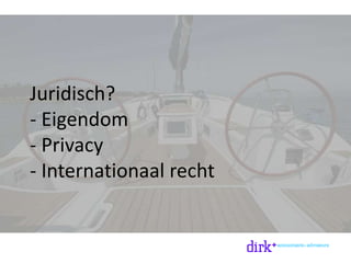 Juridisch?
- Eigendom
- Privacy
- Internationaal recht
 