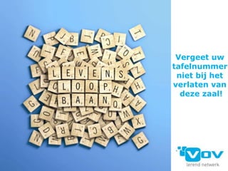 Vergeet uw
tafelnummer
niet bij het
verlaten van
deze zaal!

 