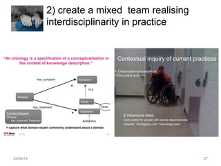 2) create a mixed team realising
interdisciplinarity in practice
25/08/14 27
 