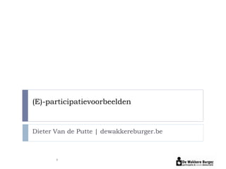 (E)-participatievoorbeelden


Dieter Van de Putte | dewakkereburger.be



       1
 