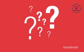 Voorstelronde
?				
?				
?								
?								
?			
?			
?			
Wat zijn
jullie
leerdoelen?
 