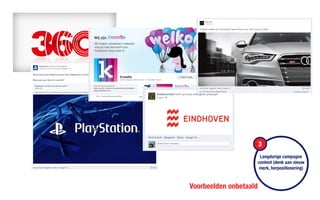 Langdurige campagne
content (denk aan nieuw
merk, herpositionering)
3
Voorbeelden onbetaald
 