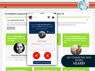 THE 
SERENDIPITY 
MACHINE 
Get connected with 
people 
NEARBY 
 