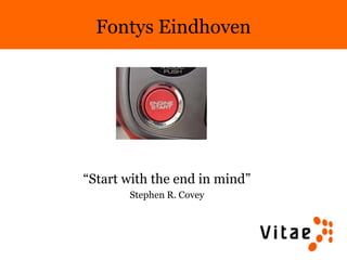 Fontys Eindhoven “Start with the end in mind” Stephen R. Covey 