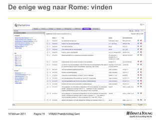De enige weg naar Rome: vindenVVBAD Praktijkmiddag GentPagina 1518 februari 2011
