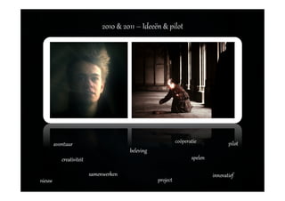 beleving
spelen
avontuur
creativiteit
2010 & 2011 – Ideeën & pilot
project
pilot
innovatief
nieuw
samenwerken
coöperatie
 