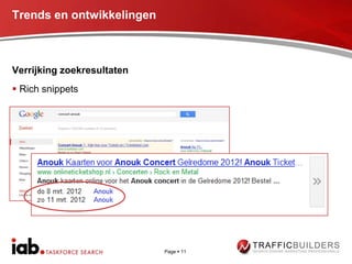 Trends en ontwikkelingen



Verrijking zoekresultaten
 Rich snippets




                            Page  11
 