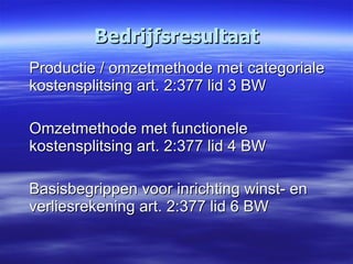 Presentatie Jaarrekening