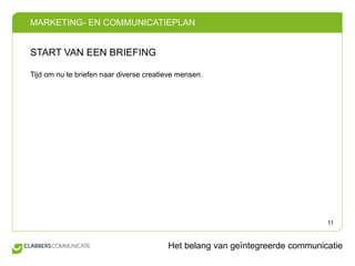 START VAN EEN BRIEFINGTijd om nu te briefen naar diverse creatieve mensen.