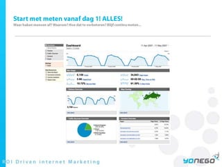 Start met meten vanaf dag 1! ALLES!Waar haken mensenaf? Waarom? Hoe dat te verbeteren? Blijfcontinumeten...