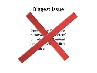 Biggest IssueEigenbeheerPrivacyEigneaarvandocumentenControleZelfhebbenAnderenlezenGooglefallietSpionage