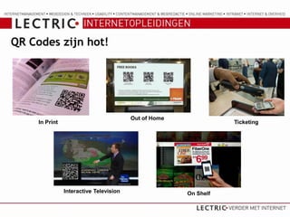 QR Codes zijn hot!




                                         Out of Home
     In Print                                                     Ticketing




                Interactive Television                 On Shelf
 