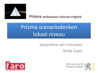 Prisma scenariodenkenlokaal niveau Jacqueline van Leeuwen Anita Caals Prisma veldanalyse cultureel erfgoed 
