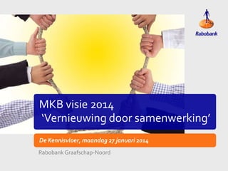 MKB visie 2014
‘Vernieuwing door samenwerking’
De Kennisvloer, maandag 27 januari 2014
Rabobank Graafschap-Noord

 