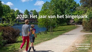 2020: Het jaar van het Singelpark
Nieuwjaarsreceptie
Gemeente Leiden
4 januari 2021
 