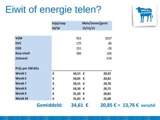 Gemiddeld: 34,61 € 20,85 € = 13,76 € verschil
Eiwit of energie telen?
 