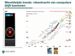 12
Wereldwijde trends: rekenkracht van computers
blijft toenemen
IBM
2001: A Space Odyssey, Clarke 1968
 