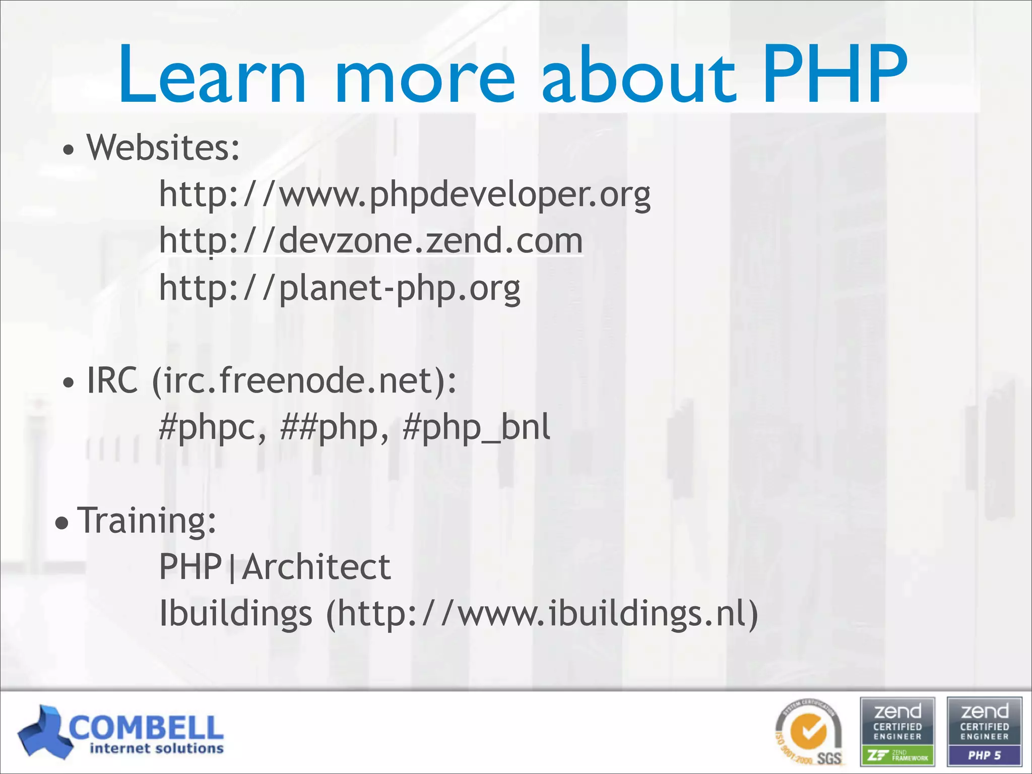 Professional PHP: an open-source alternative for enterprise development [Kortrijk]