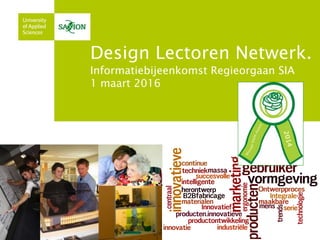 Design Lectoren Netwerk.
Informatiebijeenkomst Regieorgaan SIA
1 maart 2016
 