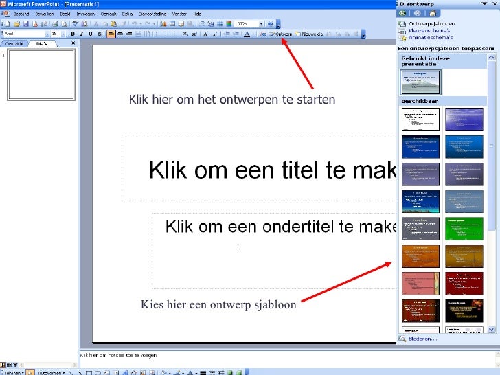 Hoe maak ik een Powerpoint presentatie in Windows 2003