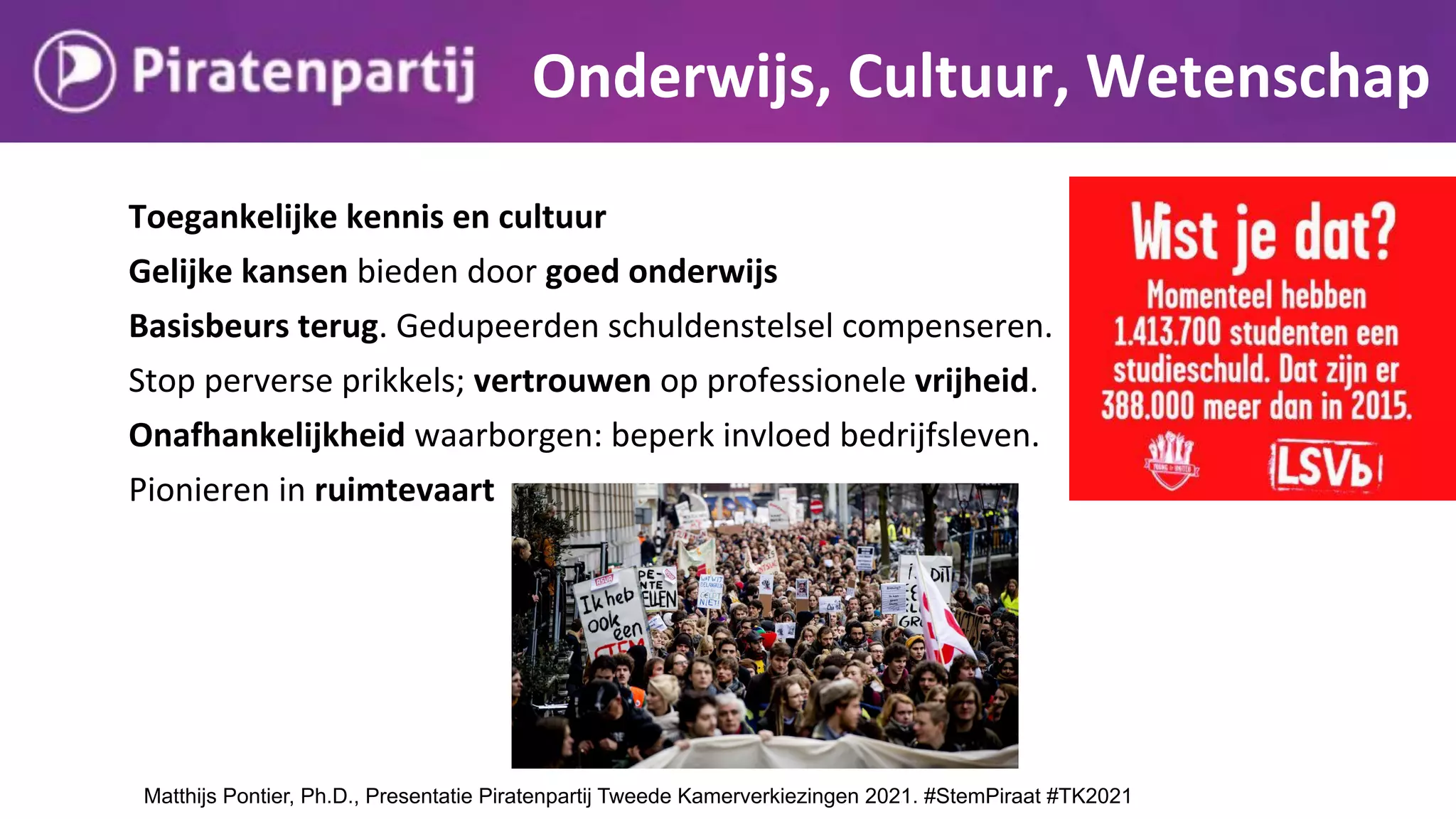Piratenpartij presentatie programma en kandidaten Tweede kamerverkiezingen 2021