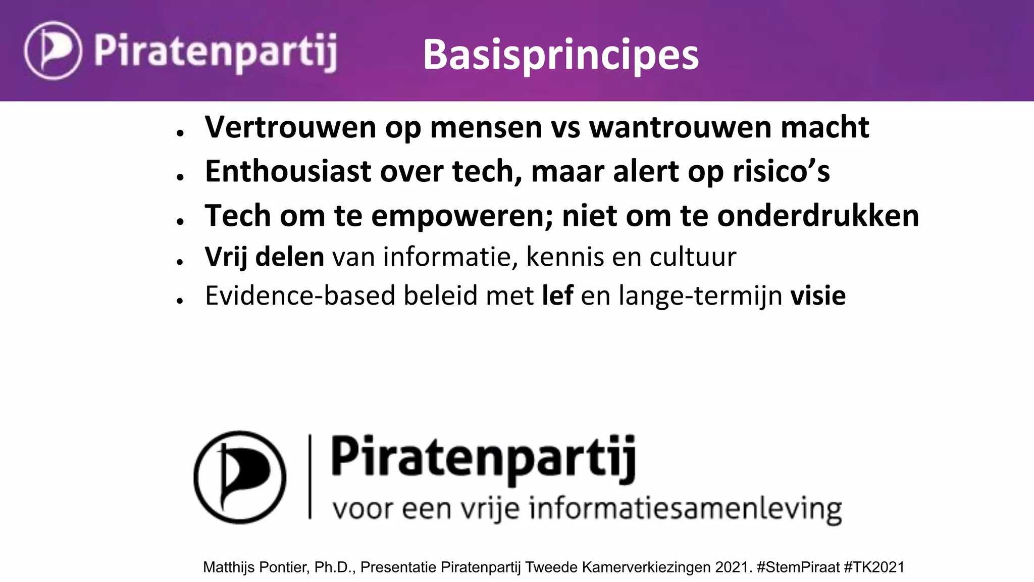 Piratenpartij presentatie programma en kandidaten Tweede kamerverkiezingen 2021