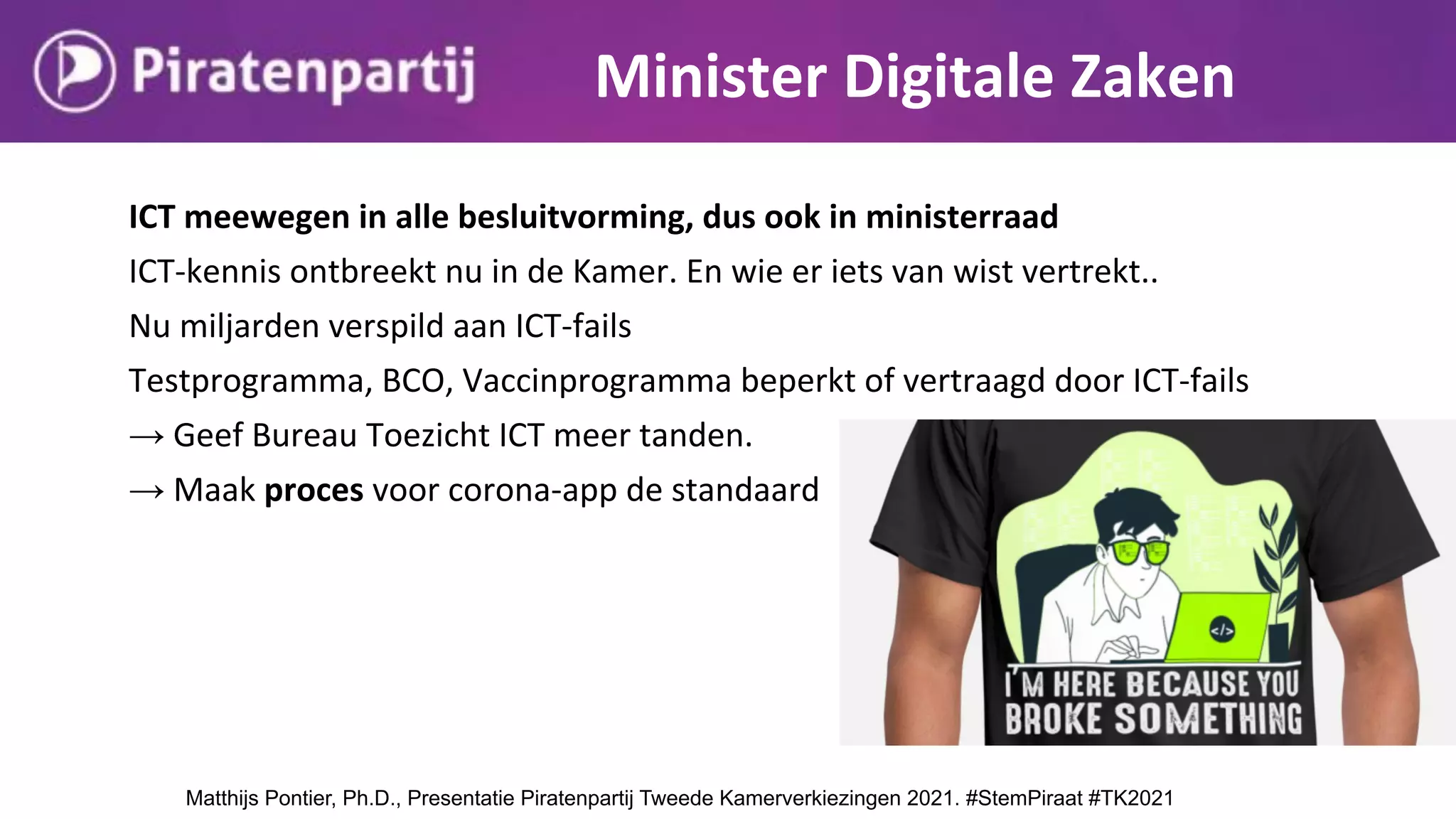 Piratenpartij presentatie programma en kandidaten Tweede kamerverkiezingen 2021