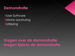 User Software Motor aansturing Uitlezing 