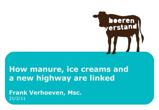 How manure, ice creams and  a new highway are linked Frank Verhoeven, Msc. 21/2/11 