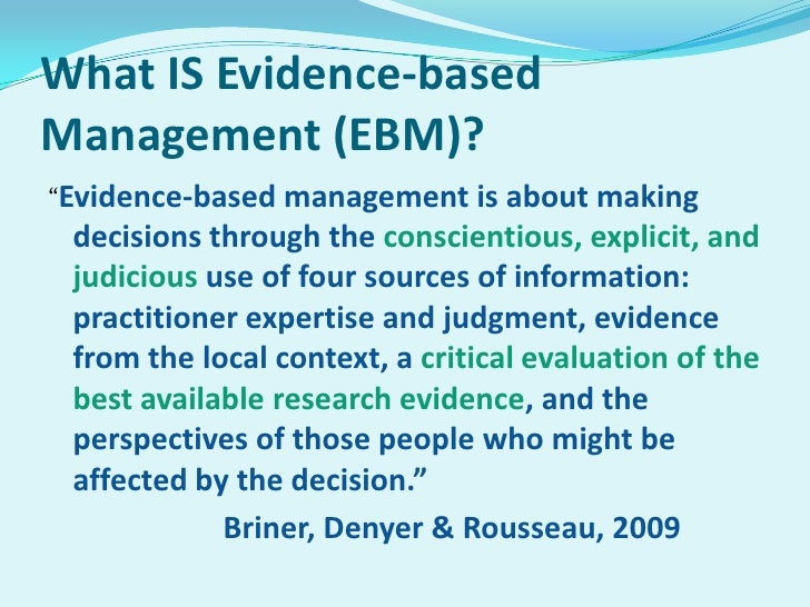 The Path To Evidence Based Management Major Challenges And Some Solu 