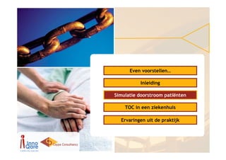Even voorstellen…

          Inleiding

Simulatie doorstroom patiënten

    TOC in een ziekenhuis

  Ervaringen uit de praktijk
 