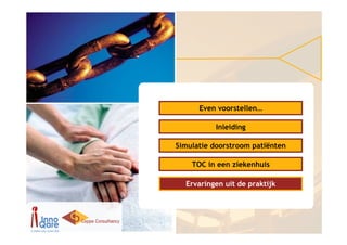 Even voorstellen…

          Inleiding

Simulatie doorstroom patiënten

    TOC in een ziekenhuis

  Ervaringen uit de praktijk
 