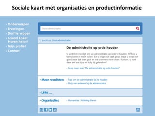 Sociale kaart met organisaties en productinformatie
 