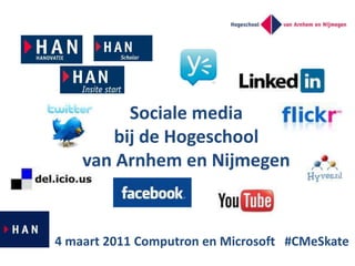 Sociale media bij de Hogeschool van Arnhem en Nijmegen 4 maart 2011 Computron en Microsoft   #CMeSkate 