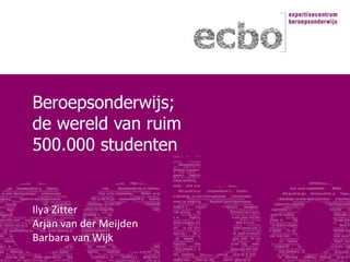 Beroepsonderwijs; de wereld van ruim  500.000 studenten Ilya Zitter Arjan van der Meijden Barbara van Wijk 