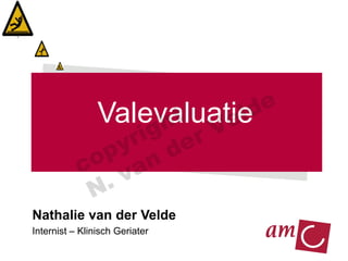 Valevaluatie
Nathalie van der Velde
Internist – Klinisch Geriater
copyright
N. van der Velde
 