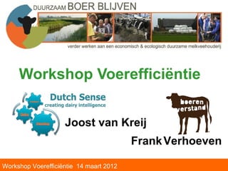 Workshop Voerefficiëntie


                    Joost van Kreij
                                         Frank Verhoeven

Workshop Voerefficiëntie 14 maart 2012
 
