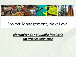 Biomimicry de natuurlijke inspiratie
tot Project Excellence
Project Management, Next Level
 