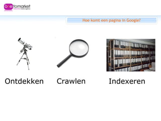 Ontdekken Crawlen Indexeren Hoe komt een pagina in Google? 