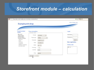 Storefront module – calculation 