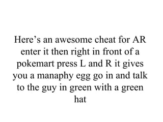 Item in PokeMart Cheat Codes, PDF
