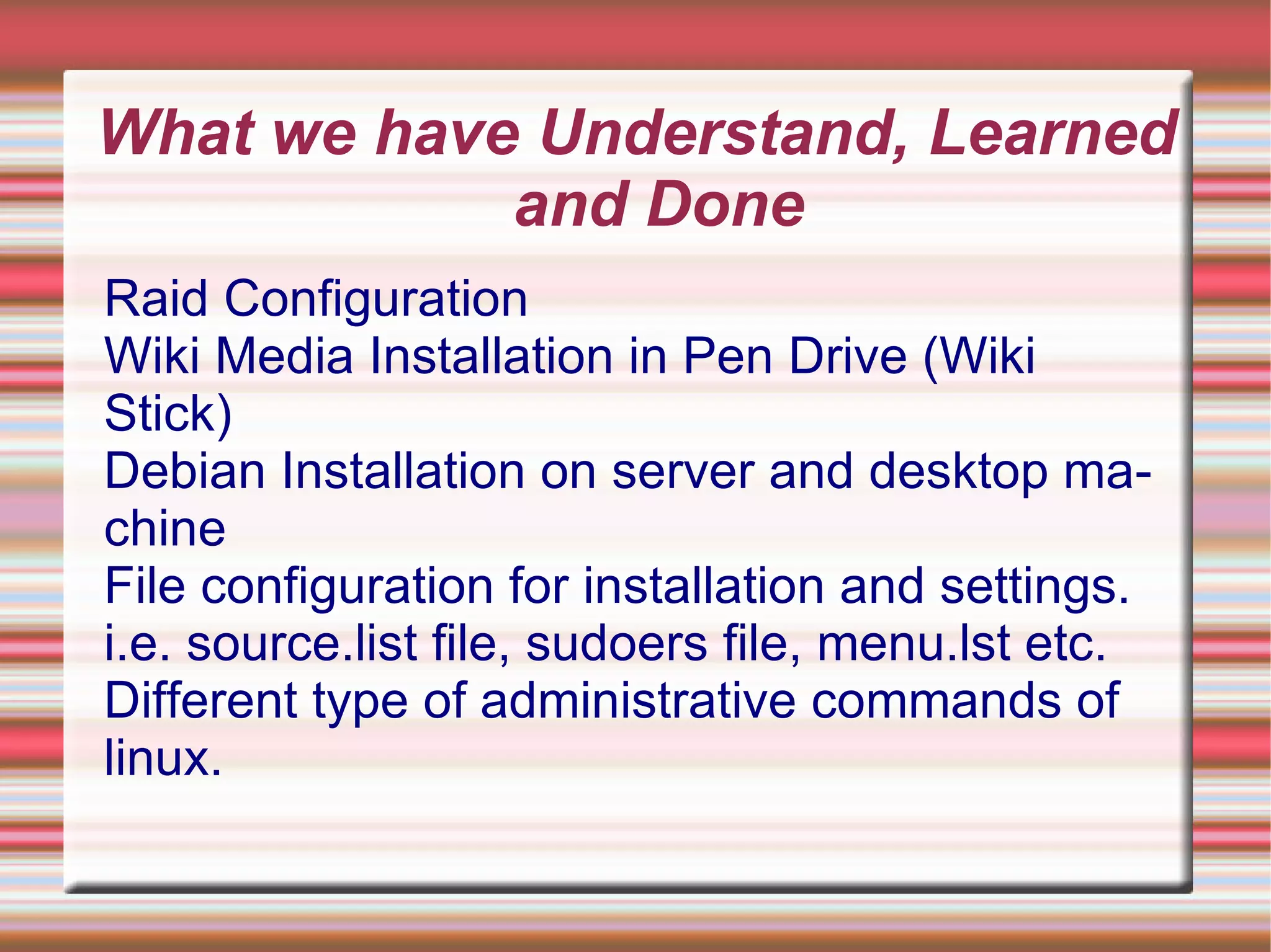 Install and document the installation of host operating system as Debian 5.0 on HP  ML-350 server.  