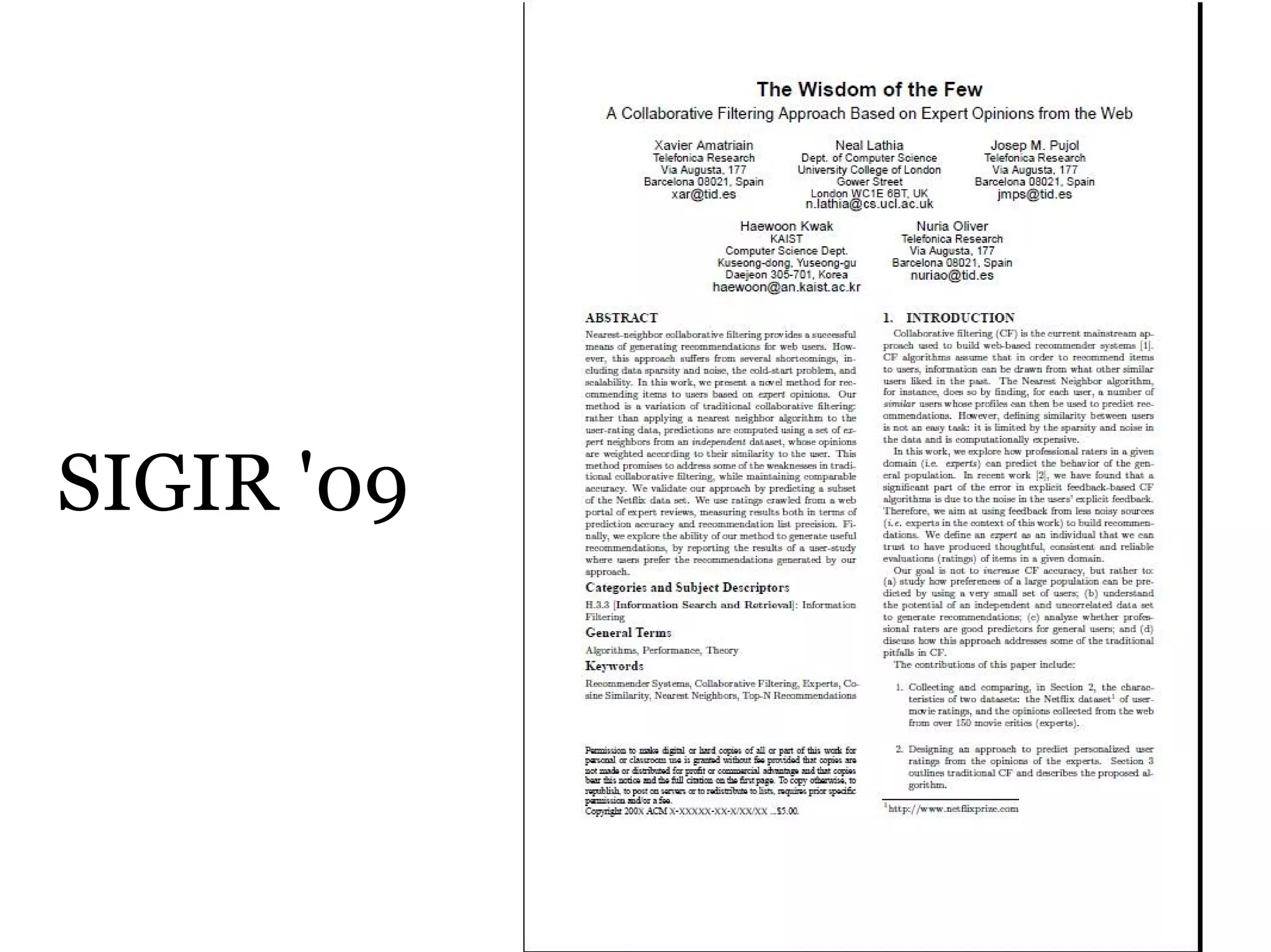 SIGIR '09
 